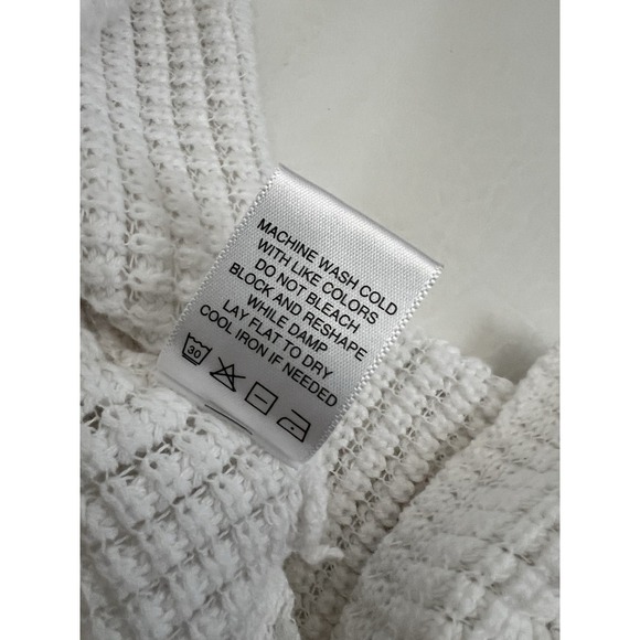 Michael Stars White Paige Waffle Knit White Sweater Medium Quiet Luxury Modest - Picture 5 of 8